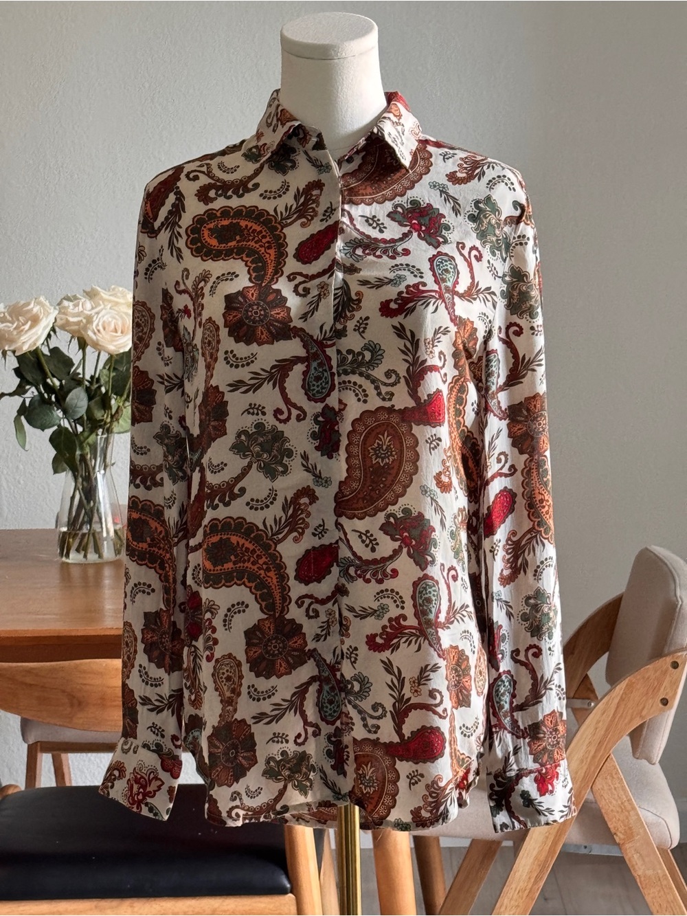 United Colors Of Benetton Cream Paisley Button-Down Shirt